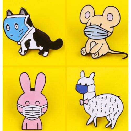 Lovely Animals Pins Alpaca Badges on Clothes Cute Teddy Brooches Pins Lapel Rabbit Pins Badges Brooch Metal Badges on A Backpack