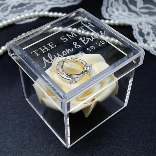 Clear Acrylic Wedding Ring Box,Personalized Wedding Ring Box,Wedding Ring Bearer Box,Customize Ring Holder,Wedding Gift