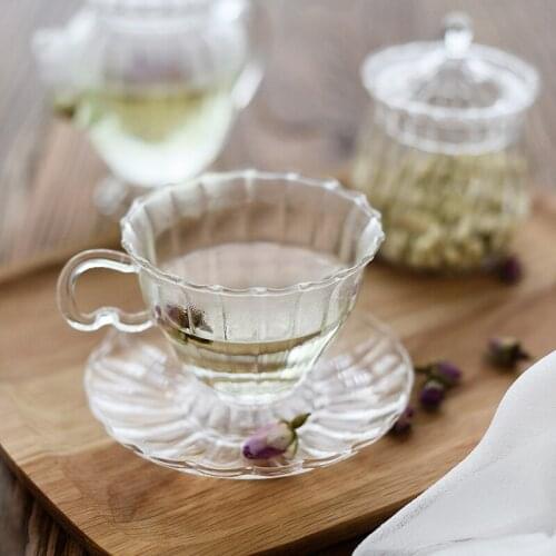European-Style Transparent Glass Tea Cup Flower Tea Mug High Temperature Resistance Afternoon Tea Cup Home Decoration Drinkware