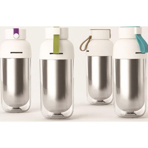 Clearance Sale Creative Double Layer Leak-Proof Insulated Water Bottle with Portable Silicone Rope Tour Hiking Vacuum Flash BPA