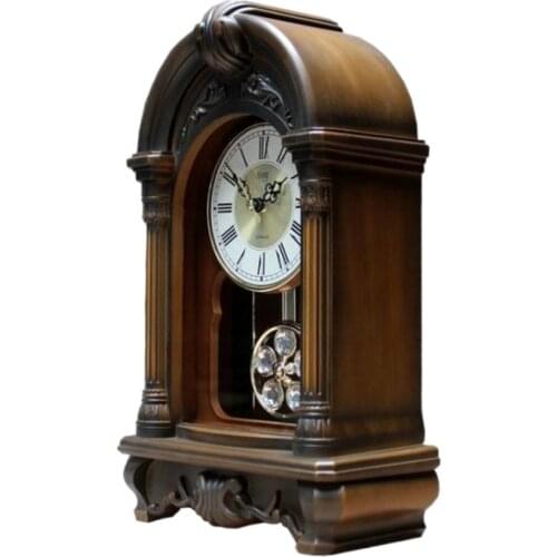 Luxury Pendulum Wall Clock Chinese Wood Large Retro Desk Wall Clock American Reloj De Pared Farmhouse Decor Alarm Clock Wooden