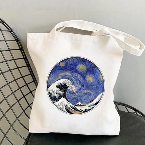 Shopper Great Wave of Kanagawa Printed Kawaii Bag Harajuku women Shopping Bag Canvas Shopper Bag girl Tote Bag Shoulder Lady Bag