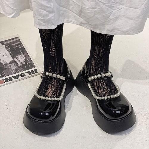 Lolita Shoes Women Japanese Pearl Vintage Goth Soft Sister Girls High Heels Waterproof Platform Anime Cosplay Costume Shoes