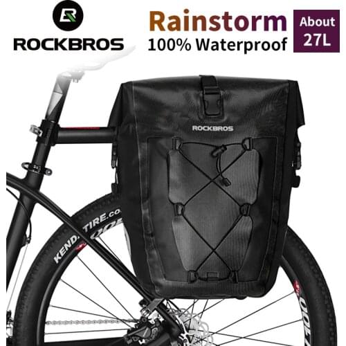 ROCKBROS Waterproof 27L Bicycle Bag Rear Rack Tail Seat Bag Portable Cycling MTB Bike Bag Pannier Trunk Backpack Bike Accessory