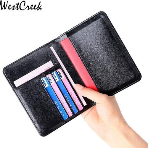 WESTCREEK Brand RFID Multi-Function Passport Bank Card Wallet Classic Cowhide Leather Air Ticket Cash Holder Handbag