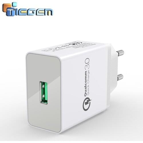 TIEGEM 18W Fast Quick Charge 3.0 Universal USB Wall Charger Adapter Travel EU US Plug Mobile Phone Charger for iphone 7 samsung
