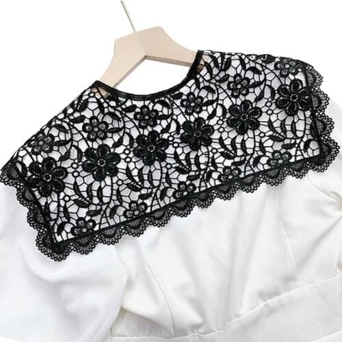 Women Blouse Cloud Shoulder Doll Collar Lace Fake Collar Decorative Collars Detachable Shirt Collar False Collars Hollow Shawl
