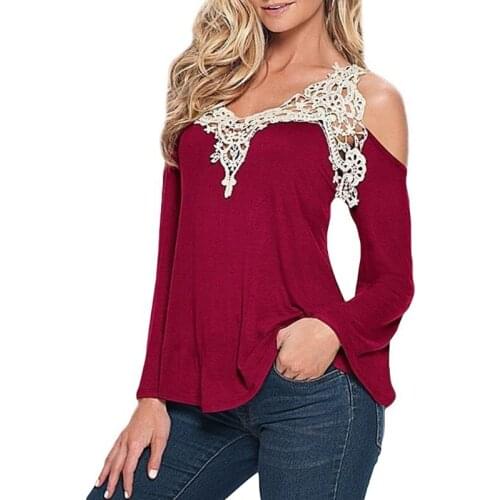 2020 Blusas Femininos Autumn Summer Women Sexy V Neck Long Sleeve Lace Off Shoulder Blouse Shirts Woman Plus Size 3XL Boho Tops