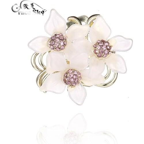 2018 Fashion Jewelry Resin Crystal Rhinestone Flower Camellia Brooch Pins Broche Grande Enamel Brooch Large Brooches For Women
