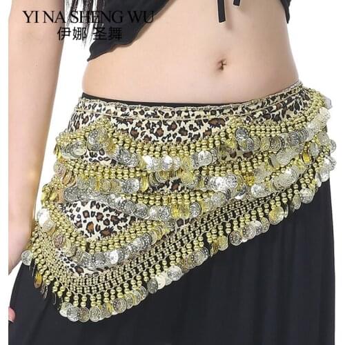 New 480 coins belly dance hip scarf women belly dance accessories hip belt leopard print gold coins velvet belt dance waist belt