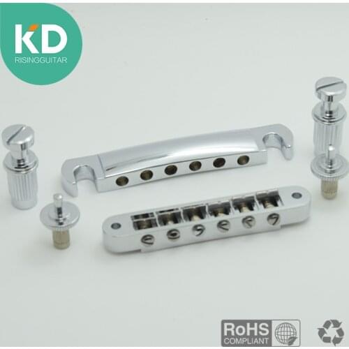 1 Set Electric Guitar Bridge Tune-O-Matic Guitar Bridge and Tail piece Chrome for LP Guitar Replacement KD