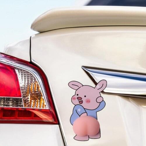1 Pair 3D Car Sticker Door Anti-collision Strip Scratch-proof Rear View Mirror Protection Sticker Cartoon Cute Ass Decor Sticker