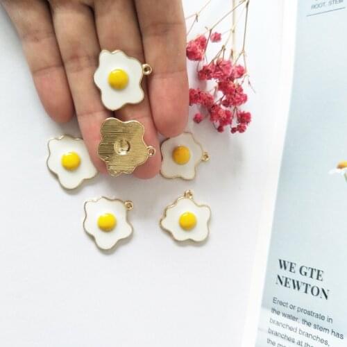 10pcs Poached egg breakfast egg alloy Charms Pendants for Decoration Bracelets Necklace Earring KeyChain Jewelry Making