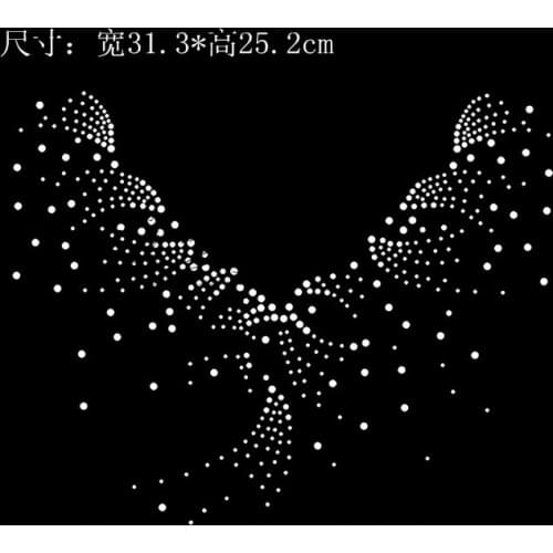 2pc/lot Neckline design stones iron on rhinestone transfer designs hot fix rhinestone transfer motifs patches for sweater