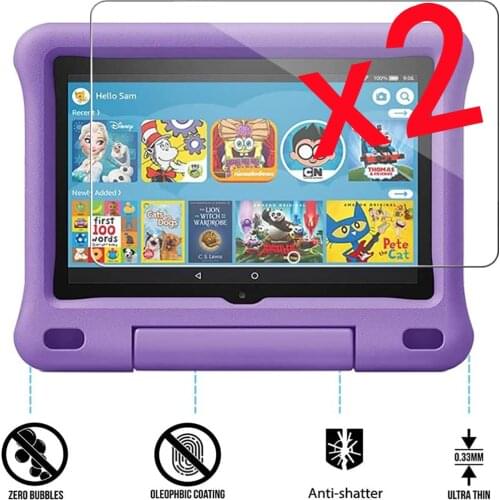 2Pcs Tablet Tempered Glass Screen Protector Cover for Amazon Fire HD 8 Plus 10th Gen 2020 HD Full Coverage Protective Film
