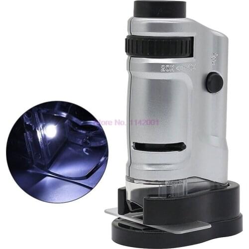 50pcs Mini Microscope Handheld Portable Microscope with LED Light 20X-40X Zoom Magnification Pocket Microscope Magnifier