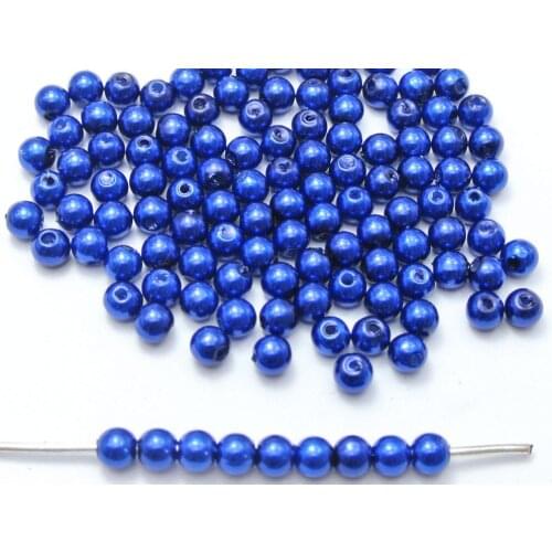 500 Pcs 6mm Plastic Faux Pearl Round Beads Navy Blue Imitation Pearl