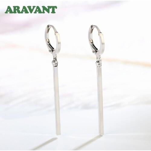 925 Silver Long Line Drop Earring For Women Fashion Wedding Jewelry Gifts