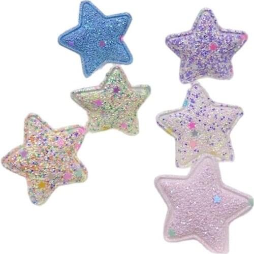 30Pcs Shiny Star Padded Applique For DIY Clothes Shoes Hat Headwear Clips Crafts Decor Patches