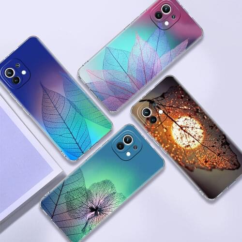 Clear Case For Xiaomi Mi Poco X3 NFC 10T Pro 11 F3 GT M3 Note 10 Lite 9 9T F1 Silicone Phone Cover Funda Plating Leaf Specimen