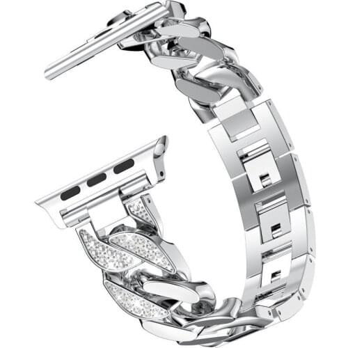 For Apple Watch Band Series SE 6 5 4 3 2 Luxurious Denim Chain Diamond Bracelet Women Alloy Strap for iWatch 38MM 42MM 40MM 44MM
