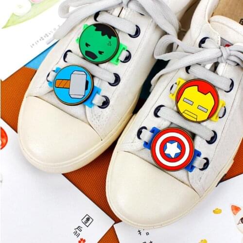 5PCS Disney Marvel Avengers Spiderman PVC Action Figures Toys Hulk Captain America Thanos Iron Man Hulk Shoe Charms Toys Gift