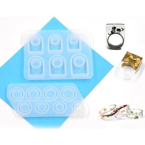 2pcs Assorted Size DIY Ring Resin Mold Silicone Epoxy Casting Mould UV Glue Dried Flowers Jewelry Making Tools Craft