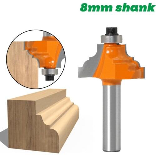 1PC 8mm Shank Round-Over Router Bits for wood Woodworking Tool 2 flute endmill with bearing milling cutter Corner Round Over