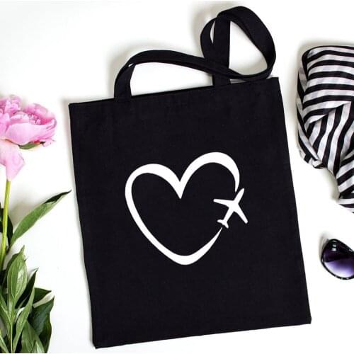 Letter Printing Harajuku Shopping Black Bags Canvas Tote Bag Girl Shoulder Bags Fashion Women Vintage Reusable Cloth Bag Handbag
