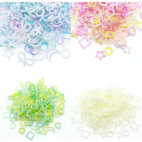 20g Assorted Unicorn Color ABS Pearl Bow Heart Flatback Cabochons DIY Resin Shaker Charms Molds Stuff Moon Star Slime Fillings