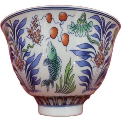 Chinese old porcelain Pastel Painting fish patterns pattern bowl