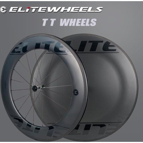 ELITEWHEELS Time Trial Carbon Fiber Wheels Triathlon Bicycle Disc Wheelst V Brake Tubeless Clincher Wheel For TT Bike Racing