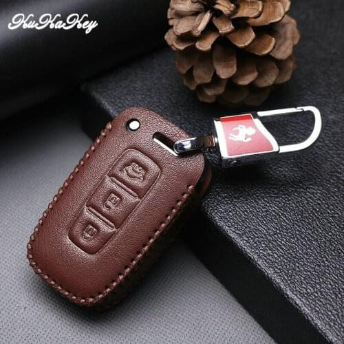 Car Key Case Keychain For Hyundai ELANTRA IX35 SONATA 8 VELOSTER Genuine Leather Remote Smart Key Bag Holder For Hyundai Styling