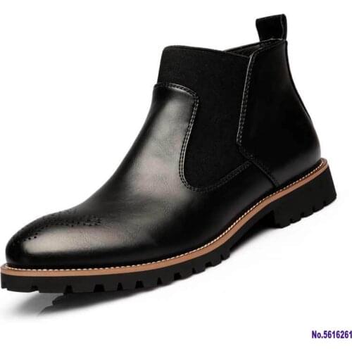 Spring/Winter Fur Men Chelsea Boots British Style Fashion Ankle Boots Black/Brown/Red Brogues Soft Leather Casual Shoes