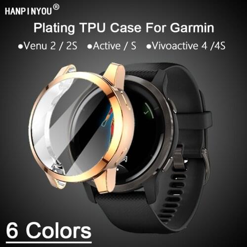 Full Cover Soft Silicone TPU Plating Watch Case For Garmin Venu 2 2S Active S Vivoactive 4 4S Protective Screen Protector Shell