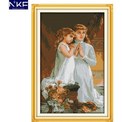 NKF Pray Counted Cross Stitch Cross Stitch DIY Kits Cross Stitch Kit for Embroidery Home Decor Needlework Cross Stitch Pattern
