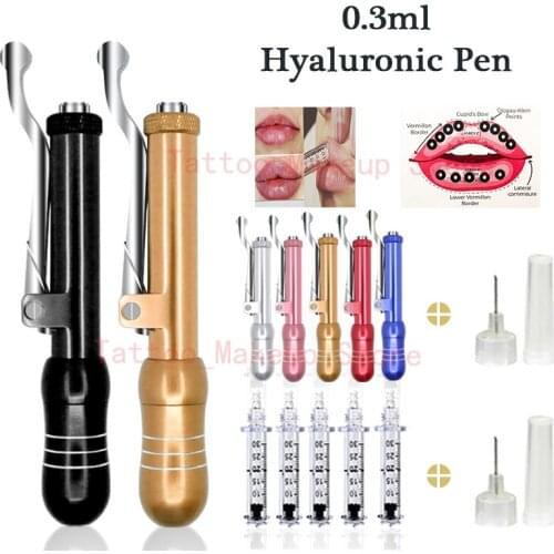 0.3ml Hyaluronic Acid Pen lip filler gun No-Needle Noninvasive Nebulizer hylaronic acid filler tattoo tips lip filler anti-aging