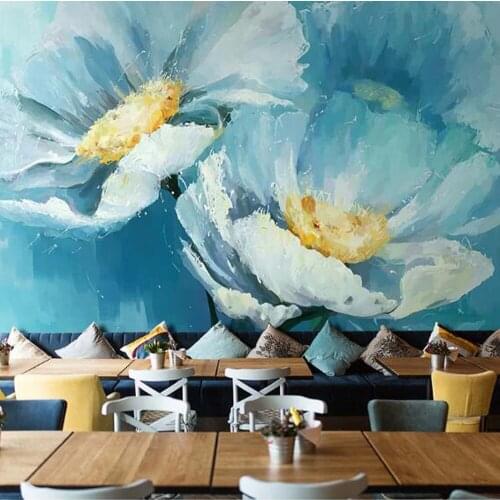 Blue Flower Wallpapers Canvas Wall Art Home Decor Murales Para Pared HD Photo Wallpaper for Living Room Wall Paper Murals Floral