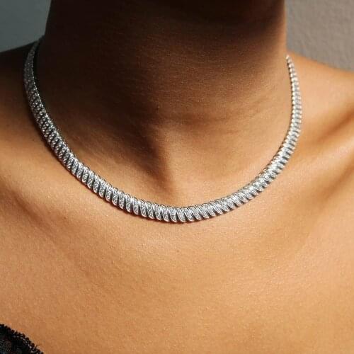 New 10mm herringbone snake chain Bracelet Necklace Gold Silver Color Prong 5A CZ Stones Choker Hop Hip Rapper Women Jewelry Set
