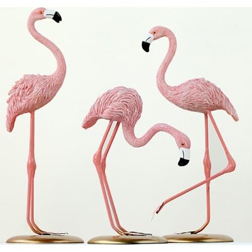 New Creative Nordic INS Pink Flamingo Resin Home Decoration Living Room Bedroom Animal Crafts Desktop Jewelry Wedding Gift