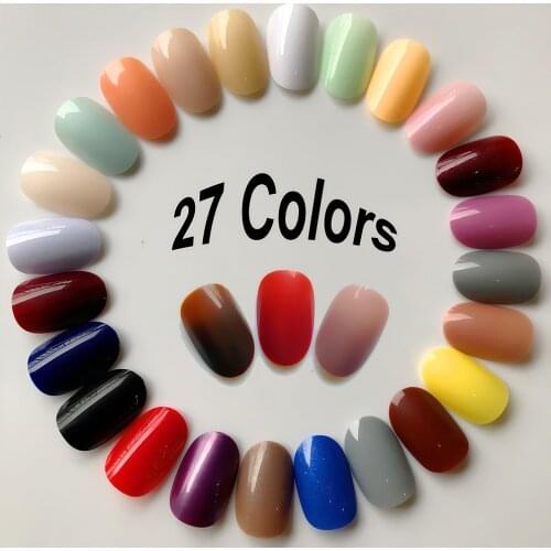Wholesale 27 Colors Manicure DIY Tools Half Round Fake Nails Shine Medium Plastics Ellipse Nail Art Tips Glossy Face False Nails
