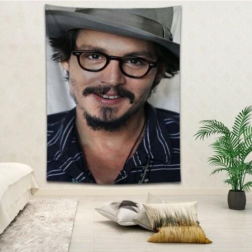 Custom Johnny Depp Living room decoration tapestry sofa beach mat background wall hanging cloth tapestries More size