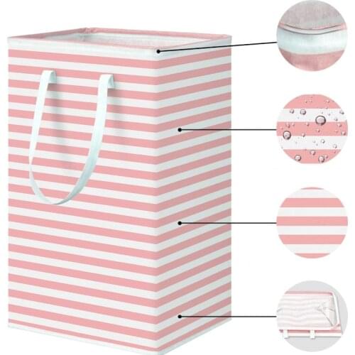 Simple and Modern Style Striped Waterproof Dirty Clothes Hamper Foldable Storage Storage Bag Material: Oxford cloth