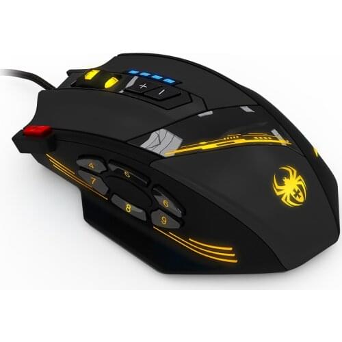 Wired USB Optical Gaming Mouse 12 Programmable Buttons Computer Game Mice 4 Adjustable DPI 7 LED Lights Mouse for Game Players