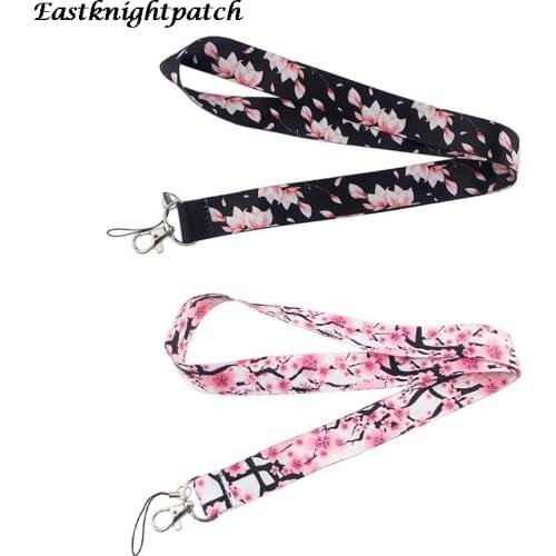 E2637 Cartoon Cherry blossoms Multi-function Mobile Phone Strap Tags Neck Lanyards for keys ID Lanyard Badge Neck Straps Lanyard