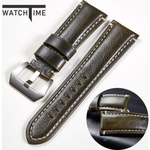 WatchTime Genuine Leather Watchband for Galaxy Watch Strap 20mm 22mm 24mm 26mm Watchband Tissote Timex Panerai Fossil Watch Band