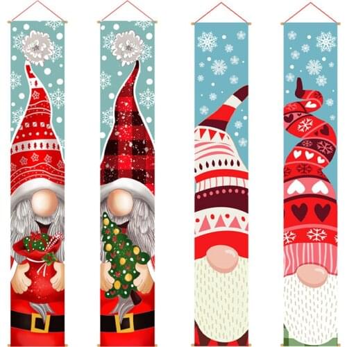 Christmas Door Couplets Faceless Doll Pattern Banner Enhance Atmosphere Xmas Festive Decor Merry Christmas Porch Sign Decor