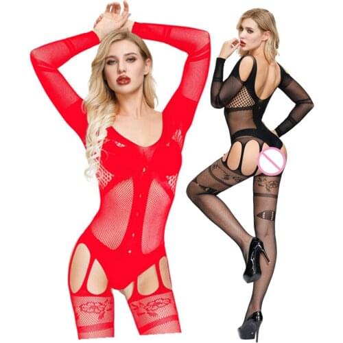 Sexy Teddy Lingerie Sex Underwear Women Erotic Transparent Babydolls Open Crotch Fishnet Full Body Stockings Porn Costumes