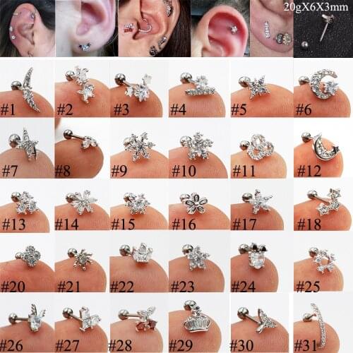 Dreamlee 1pc 20g Tiny Cartilage Tragus Earring small ear Helix Cartilage stud propeller Piercing jewelry Tragus conch earrings