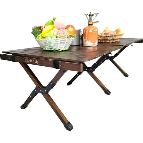 Solid Wood Folding Table Outdoor Portable Egg Roll Table Self Driving Camping Field Table